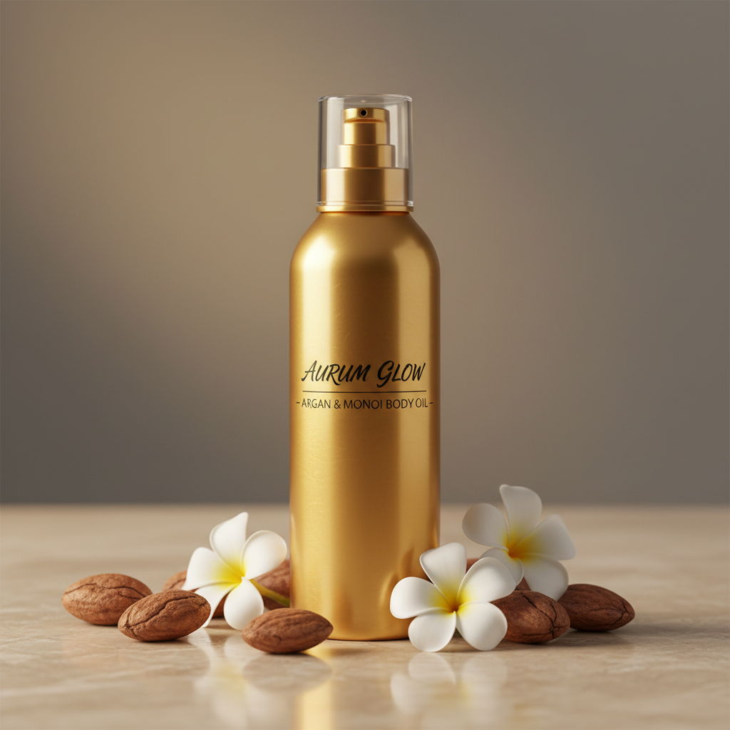 Argan oil hair conditioner bottle on a marble surface with green leaves