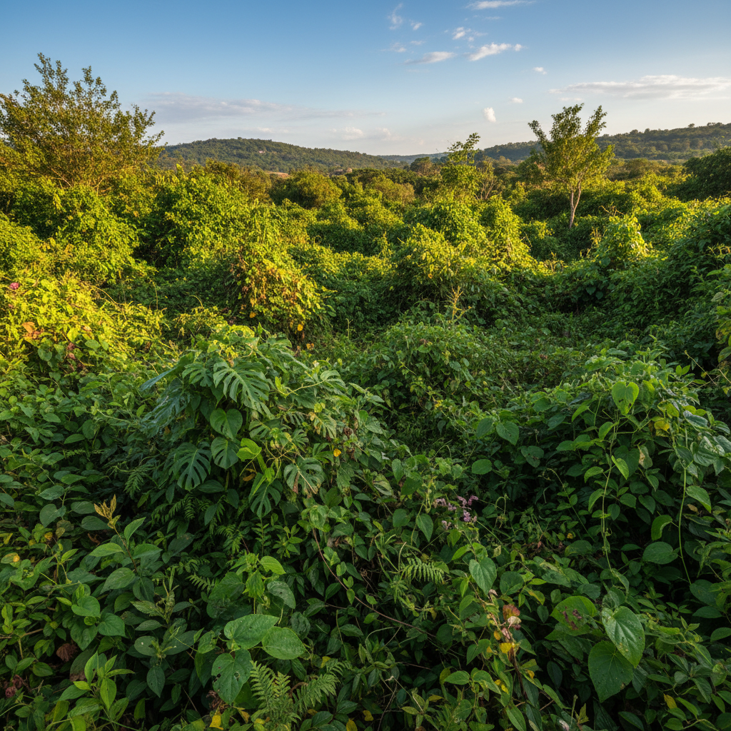 Dense green bush and overgrown vegetation in KwaZulu-Natal landscape, before clearing service