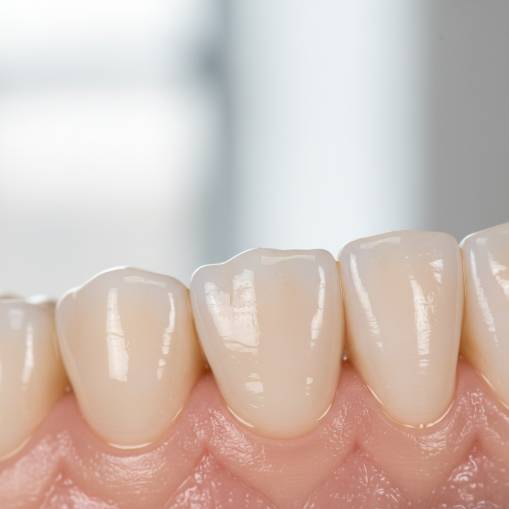 Natural looking dental restoration blending seamlessly with surrounding teeth after cosmetic bonding