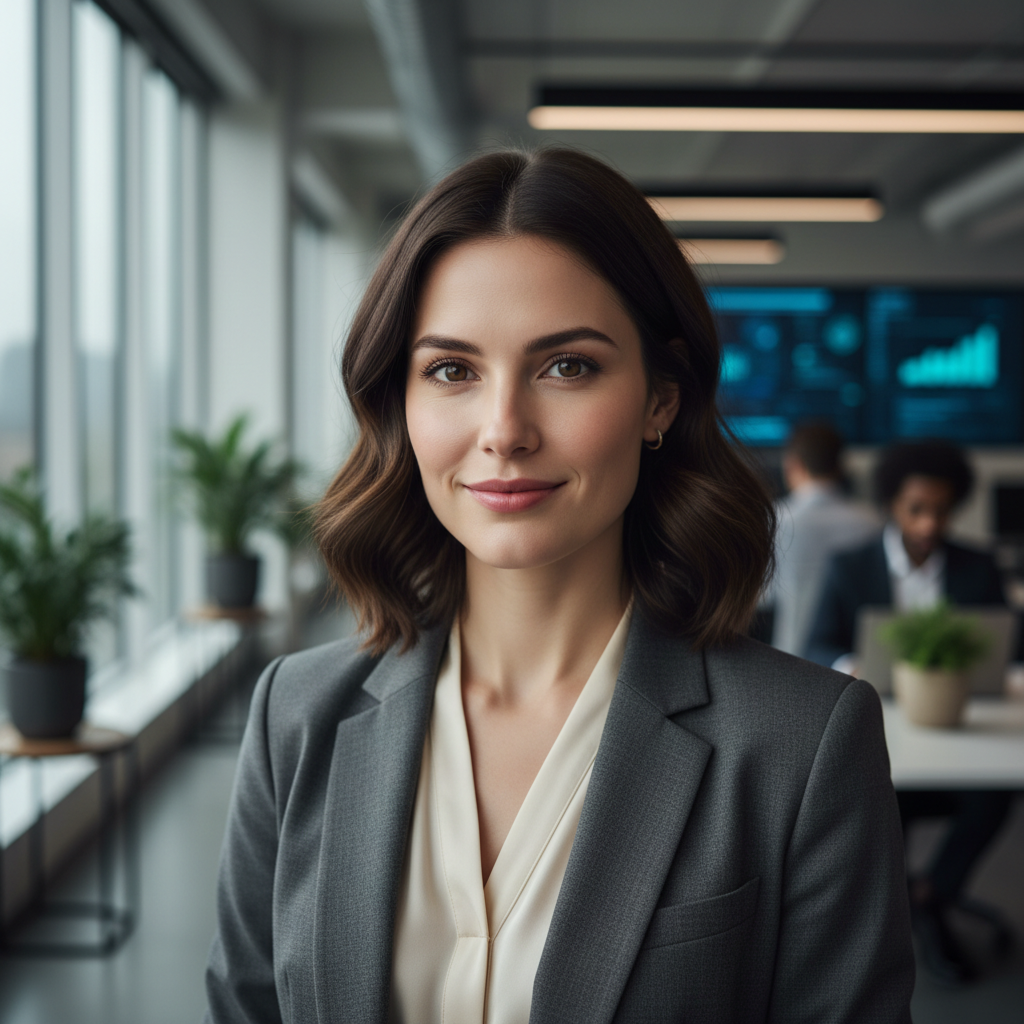 Portrait of Priya K., tech executive, professional headshot with bright natural light