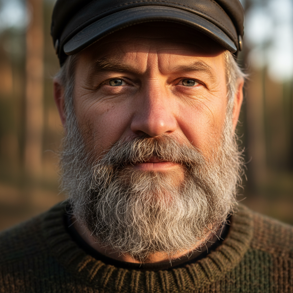 Tom Whitfield, man in his 50s with grey beard and outdoor complexion