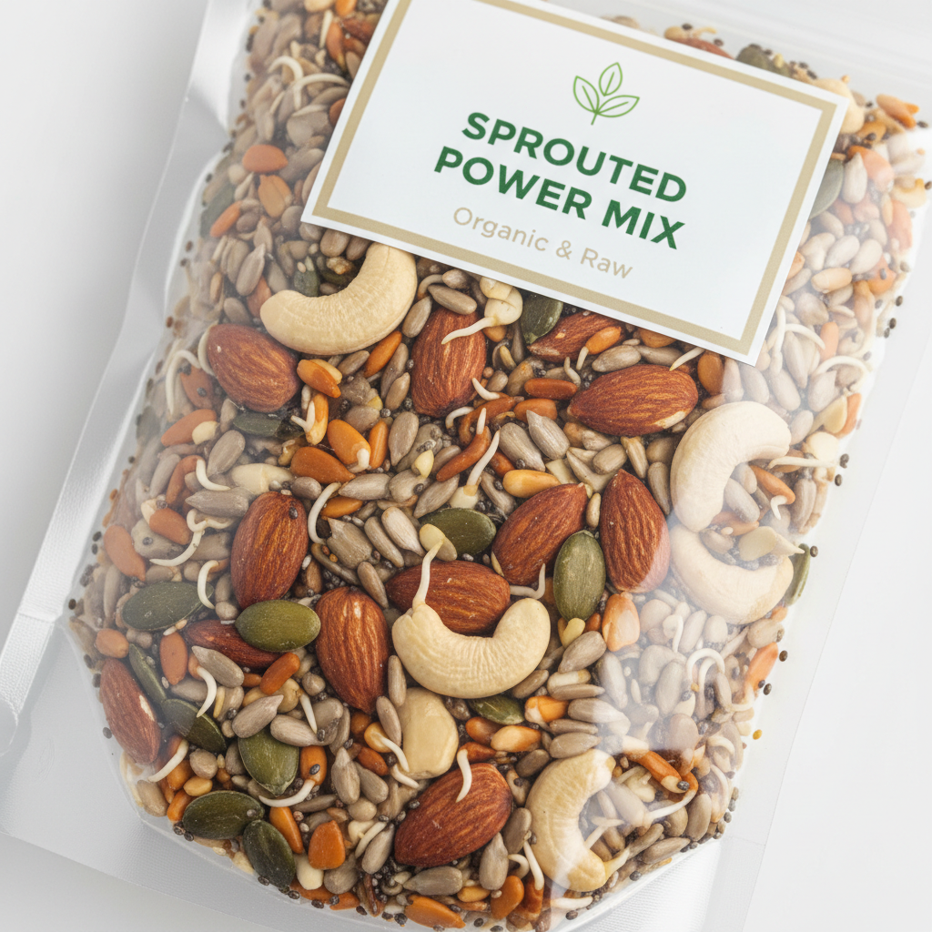 Roasted sunflower seeds in a small resealable pouch