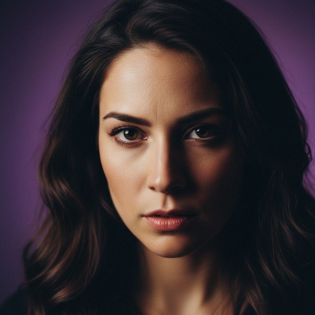 Adaeze Obi, Cinematics Supervisor, dramatic portrait with violet-toned background