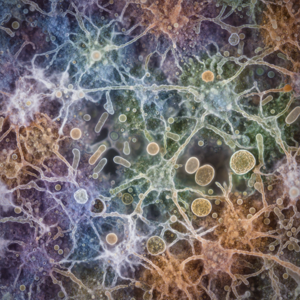 Extreme macro of mold and fermentation process — microscopic life visible