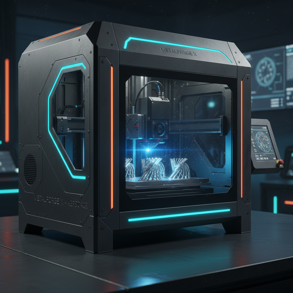 Metal 3D printer creating complex aerospace part layer by layer with laser sintering technology in controlled environment