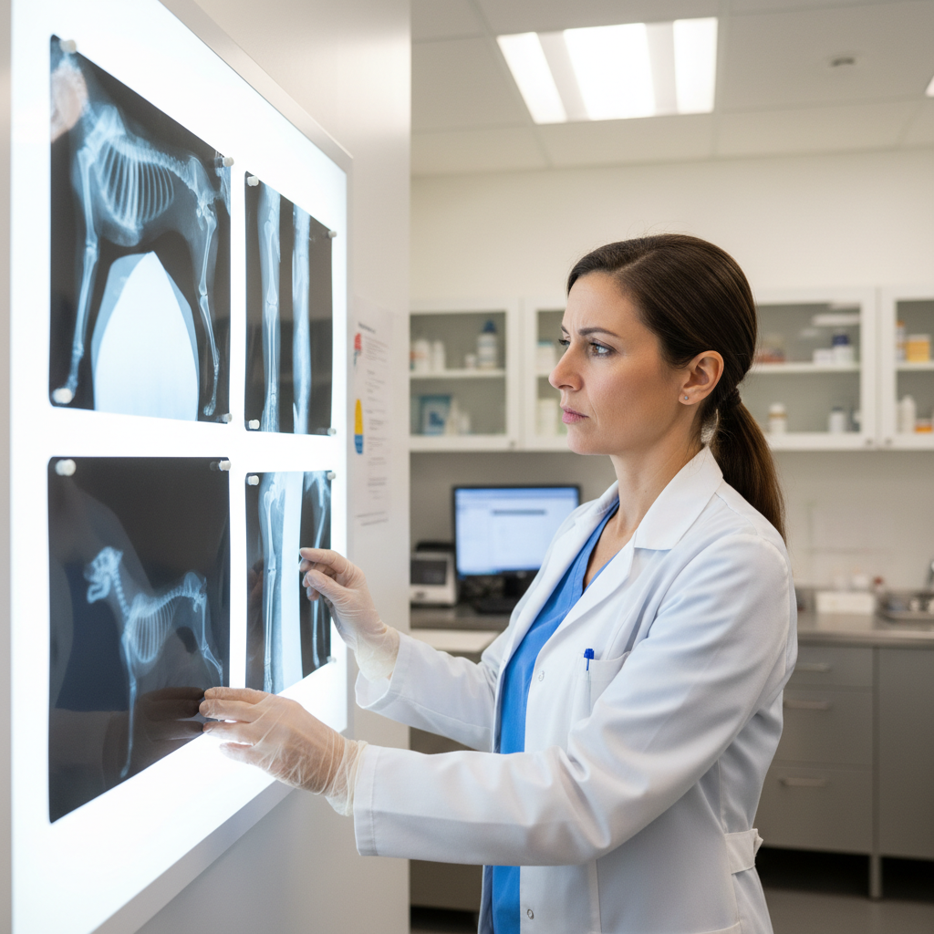 Dr. Daniel Torres, veterinary radiologist reviewing imaging scans