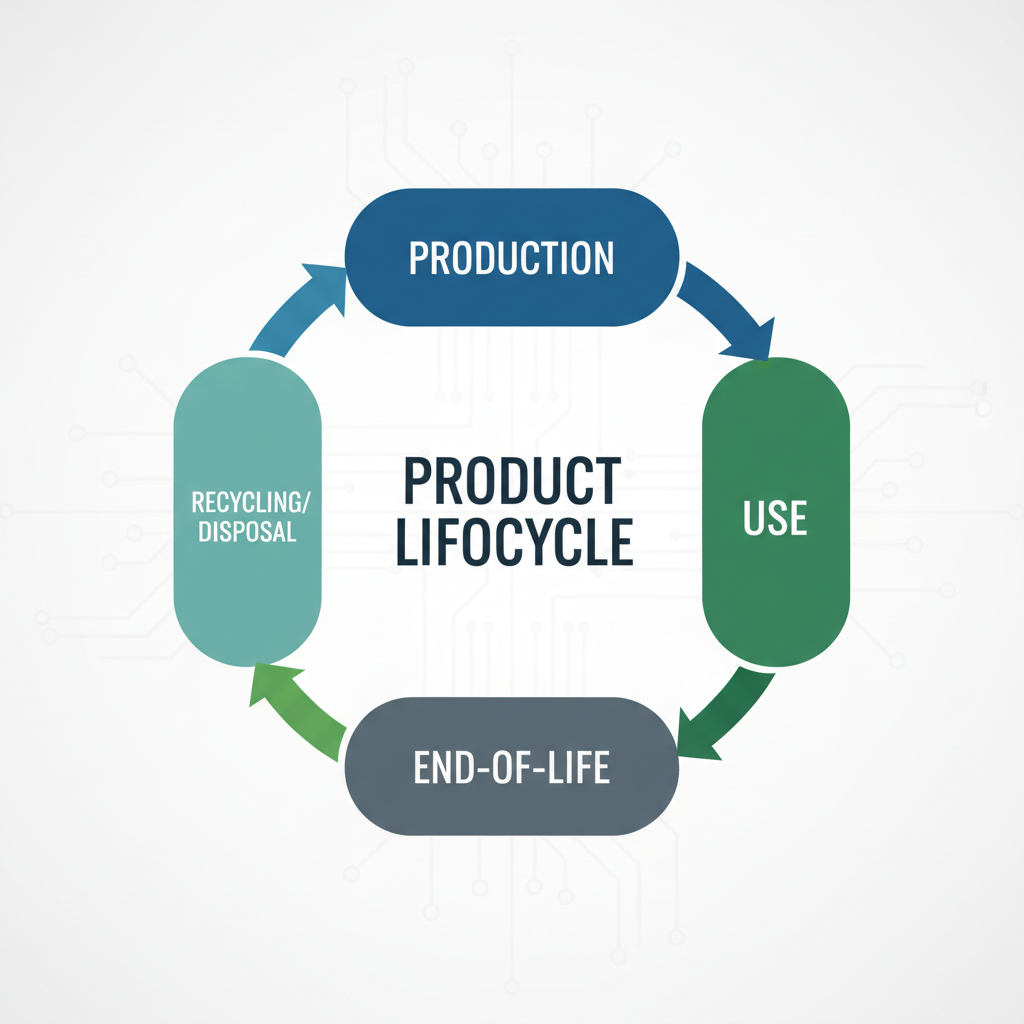 Circular economy diagram showing the flow of materials, products, and resources in a closed-loop system