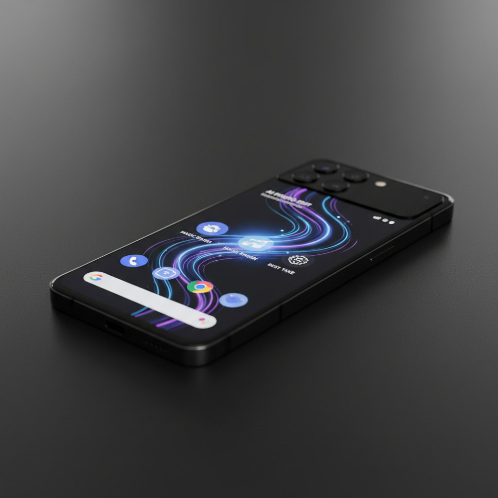 Google Pixel 8 Pro blanc avec écran allumé montrant interface Android