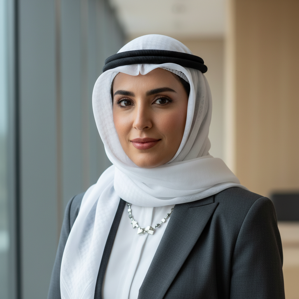Emirati woman in elegant setting, graceful portrait