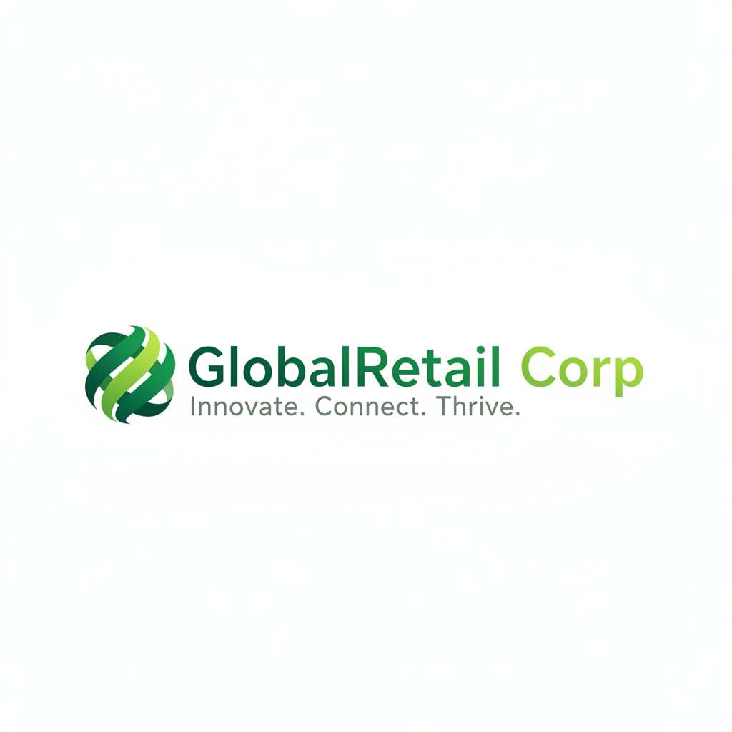 GlobalRetail Corp logo featuring modern typography in green