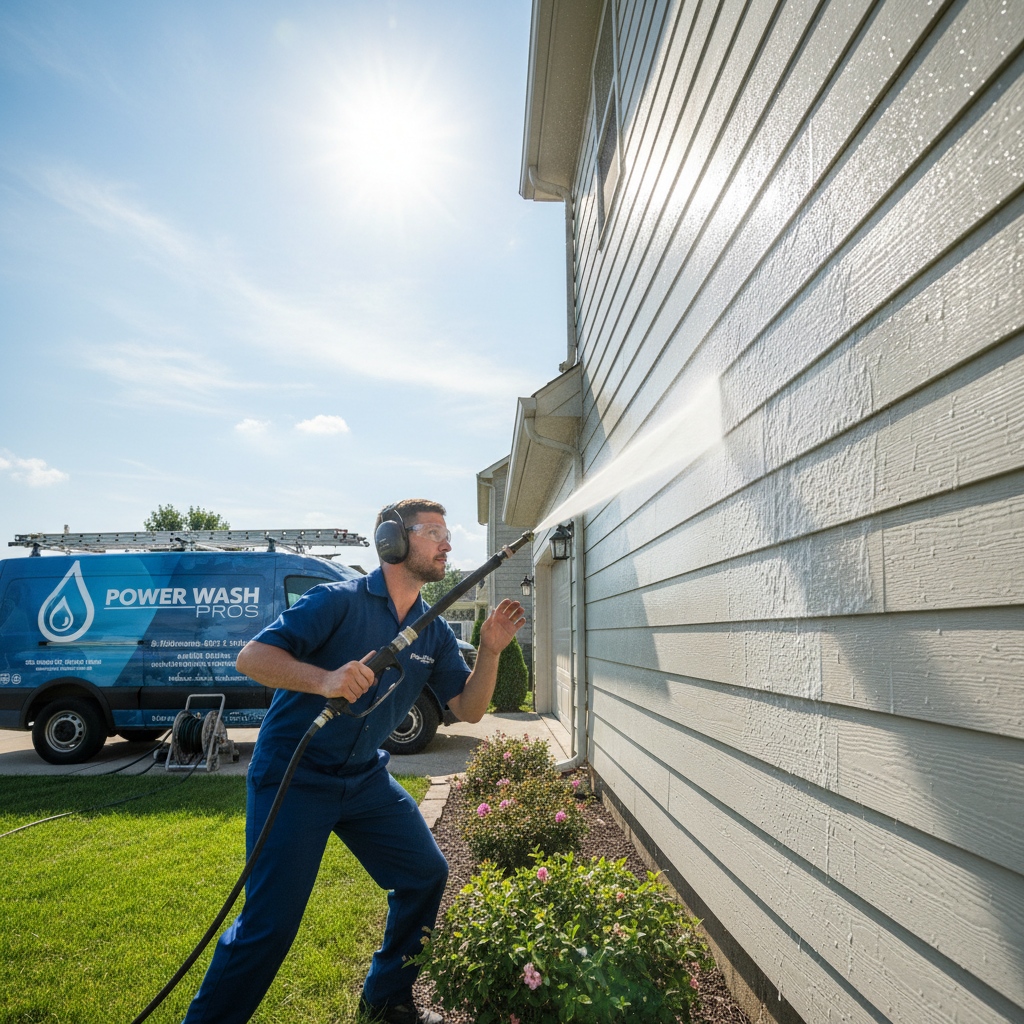 Clean white vinyl siding after soft wash treatment