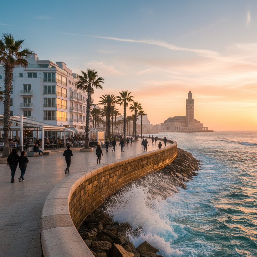 Promenada Corniche w Casablance nad Atlantykiem