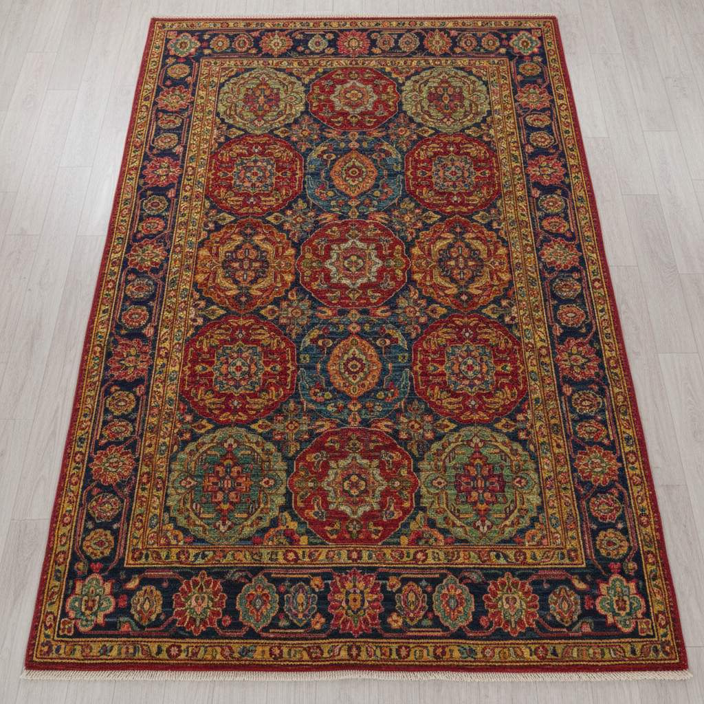 Jaipur Rugs handcrafted luxury rug brand — vibrant traditional Indian patterns, artisan craftsmanship, colorful handmade rugs