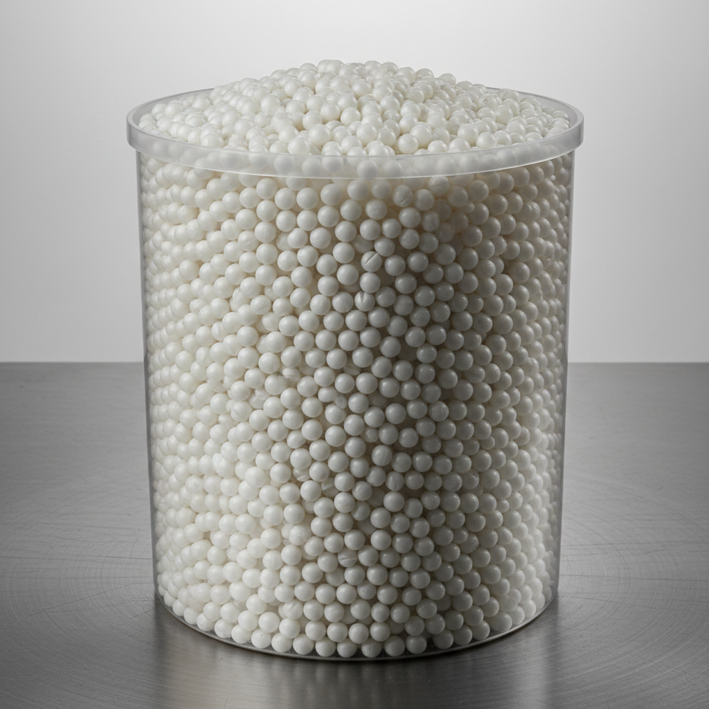 ABS polymer resin pellets in industrial packaging in warehouse