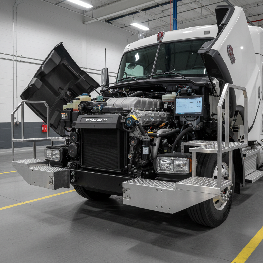 Ram 2500 Tradesman Cummins diesel pickup truck in service bay with engine access panel removed