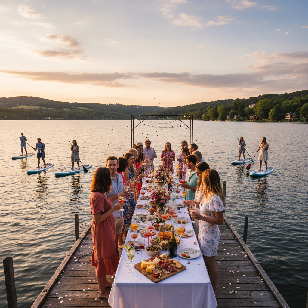Festa di compleanno sul lago con SUP e aperitivo sul pontile