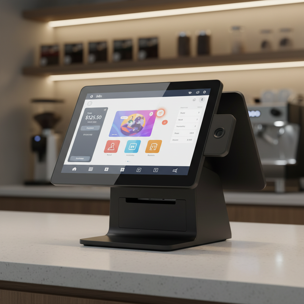 iMin Swan 3 desktop POS terminal with 15.6 inch full HD touchscreen for restaurant counter use