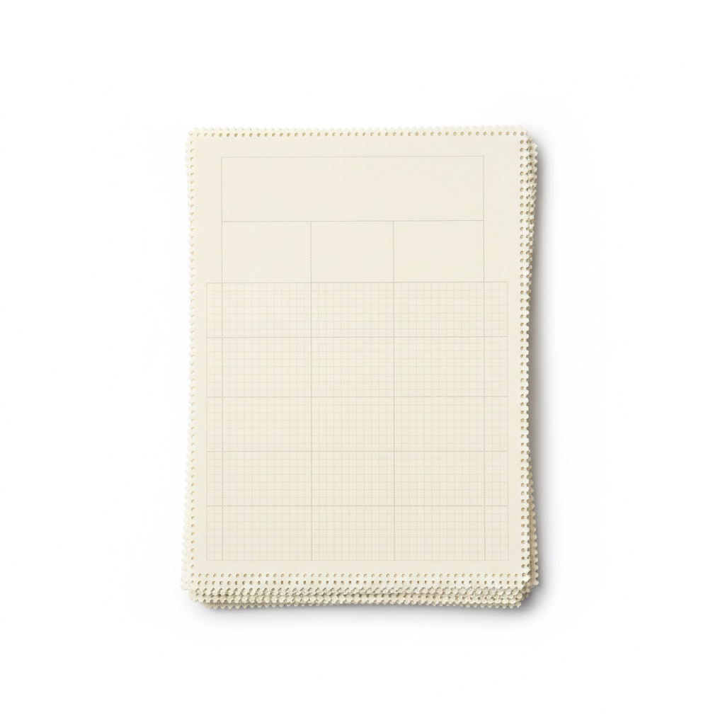 Stack of philatelic supplement pages for stamp albums with perforated edges