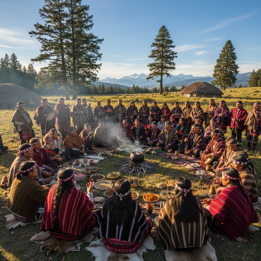 Young people sitting in circle outdoors at camp in Australian outback