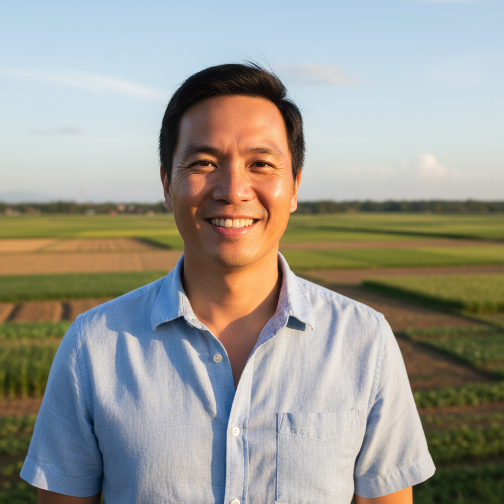 Young Vietnamese-Australian man smiling outdoors in regional Western Australia