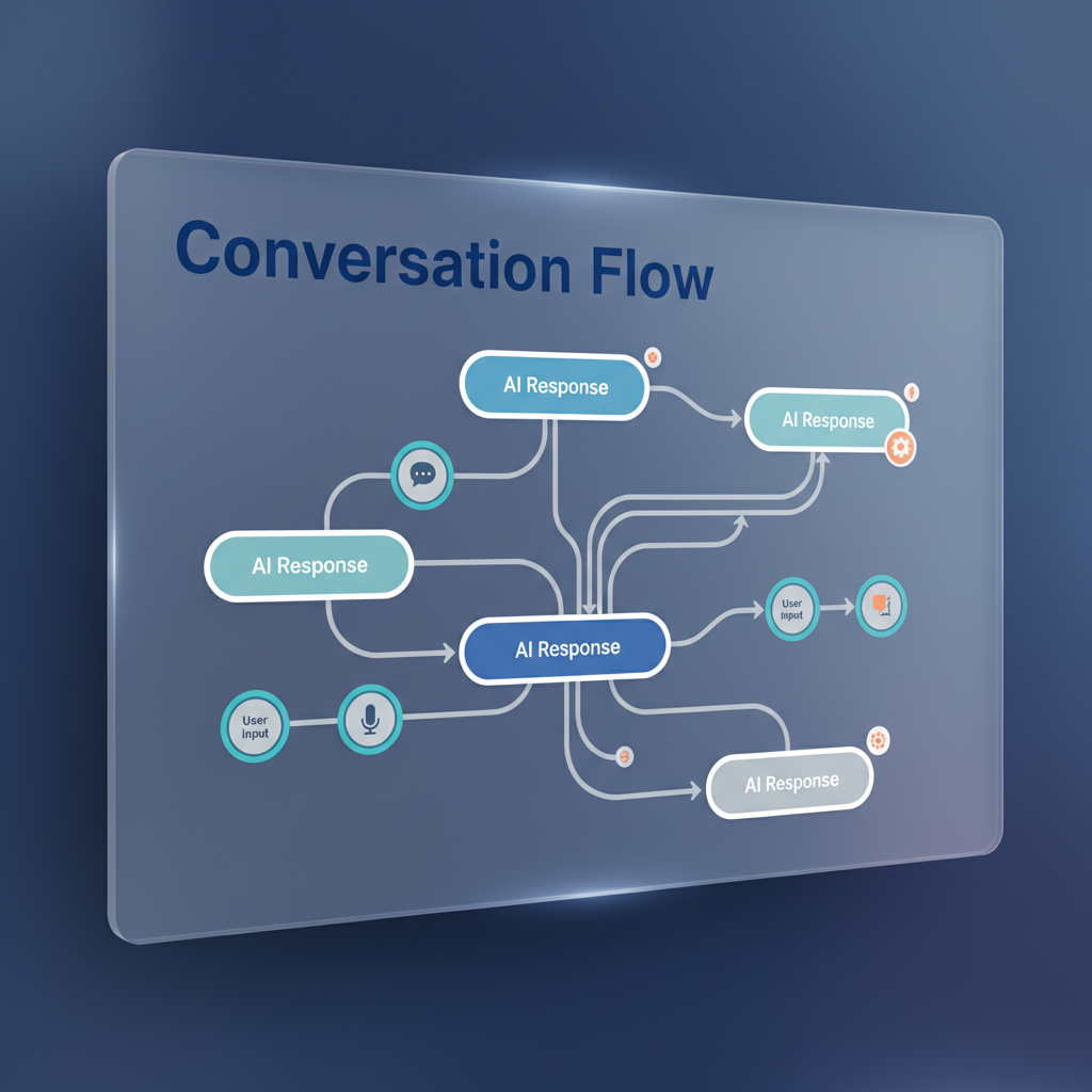 Chatbot interface with multi-step reasoning flow and conversation history on dark background