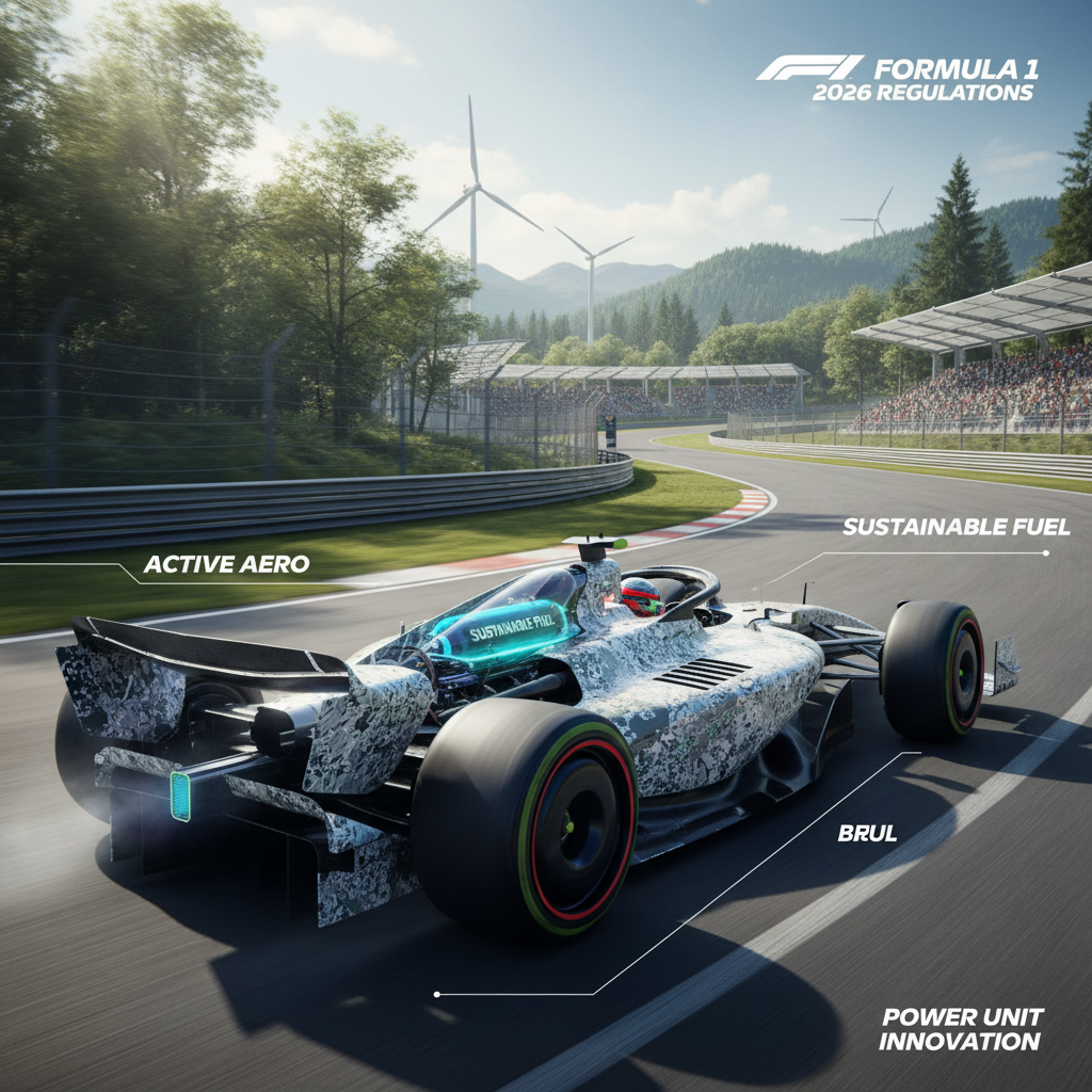 2026 Formula 1 new regulation era — active aerodynamics, sustainable fuel, new power unit changes and Cadillac entry