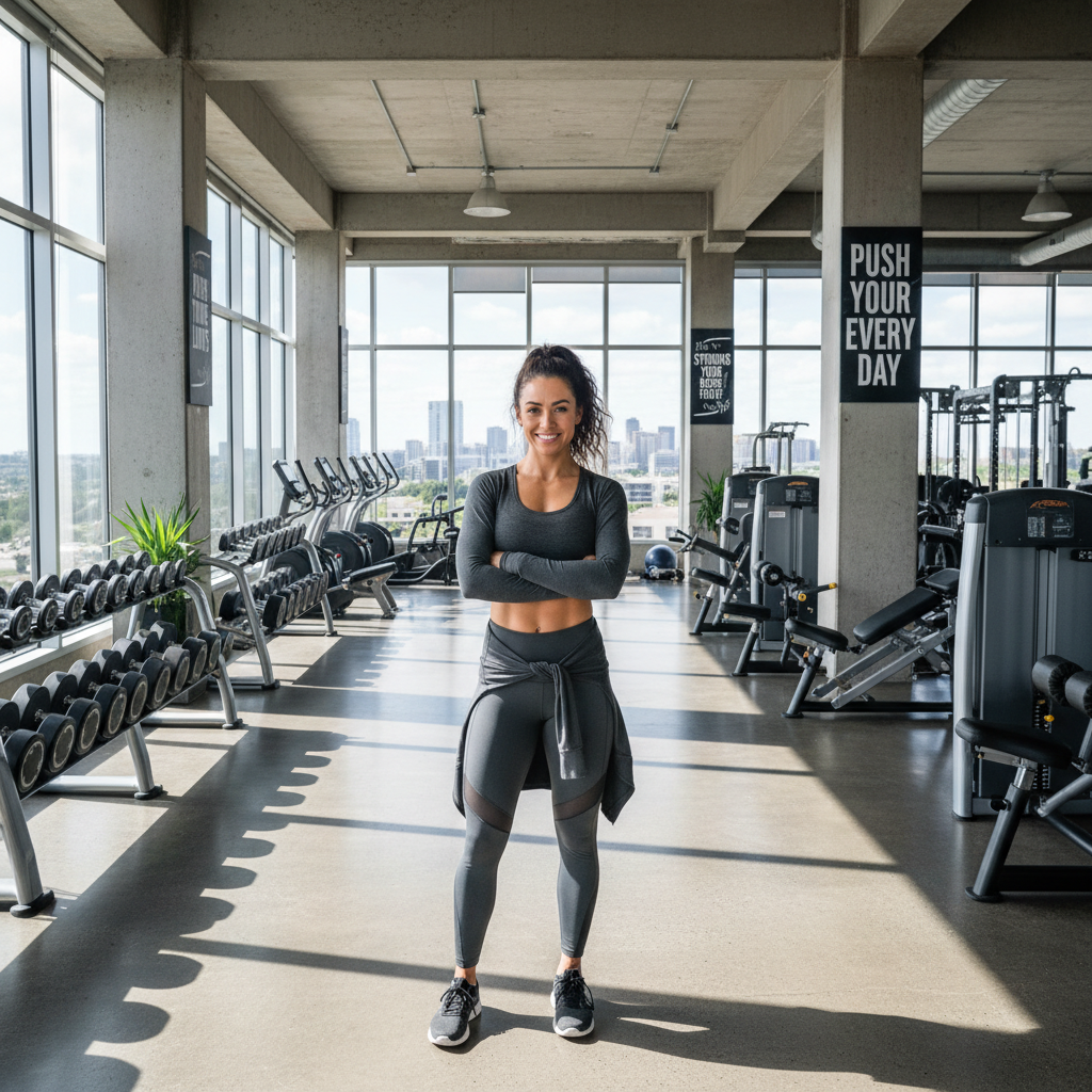 Sophia R., yoga instructor with a warm smile