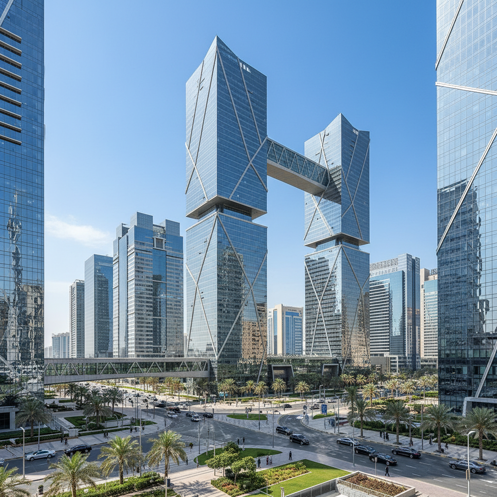 King Abdullah Financial District commercial tower with modern HVAC installation in Riyadh