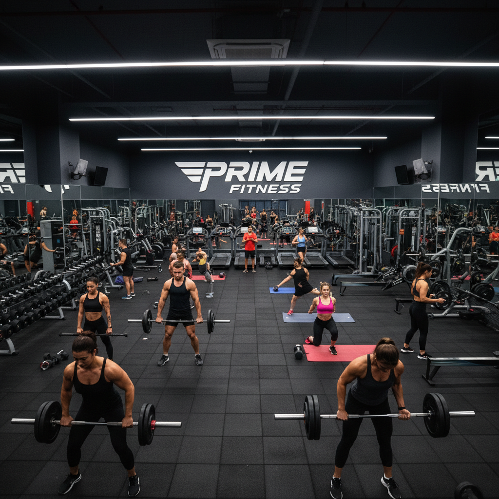 Modern gym with weights and training equipment