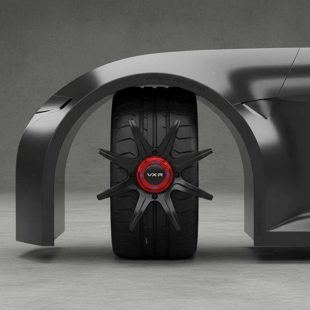 VX-R Apex wheel arch detail with center-lock racing wheel