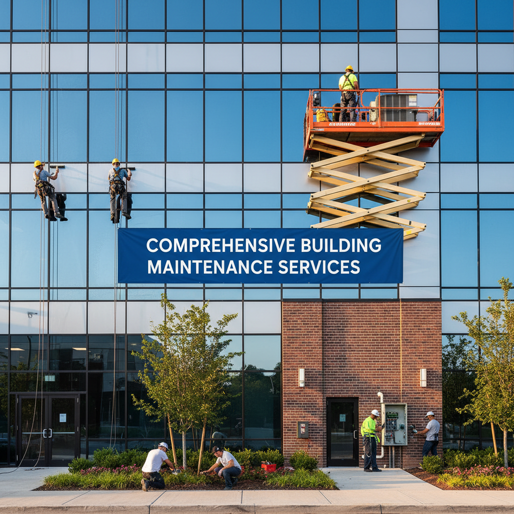Property maintenance work being performed on a Boston area commercial building