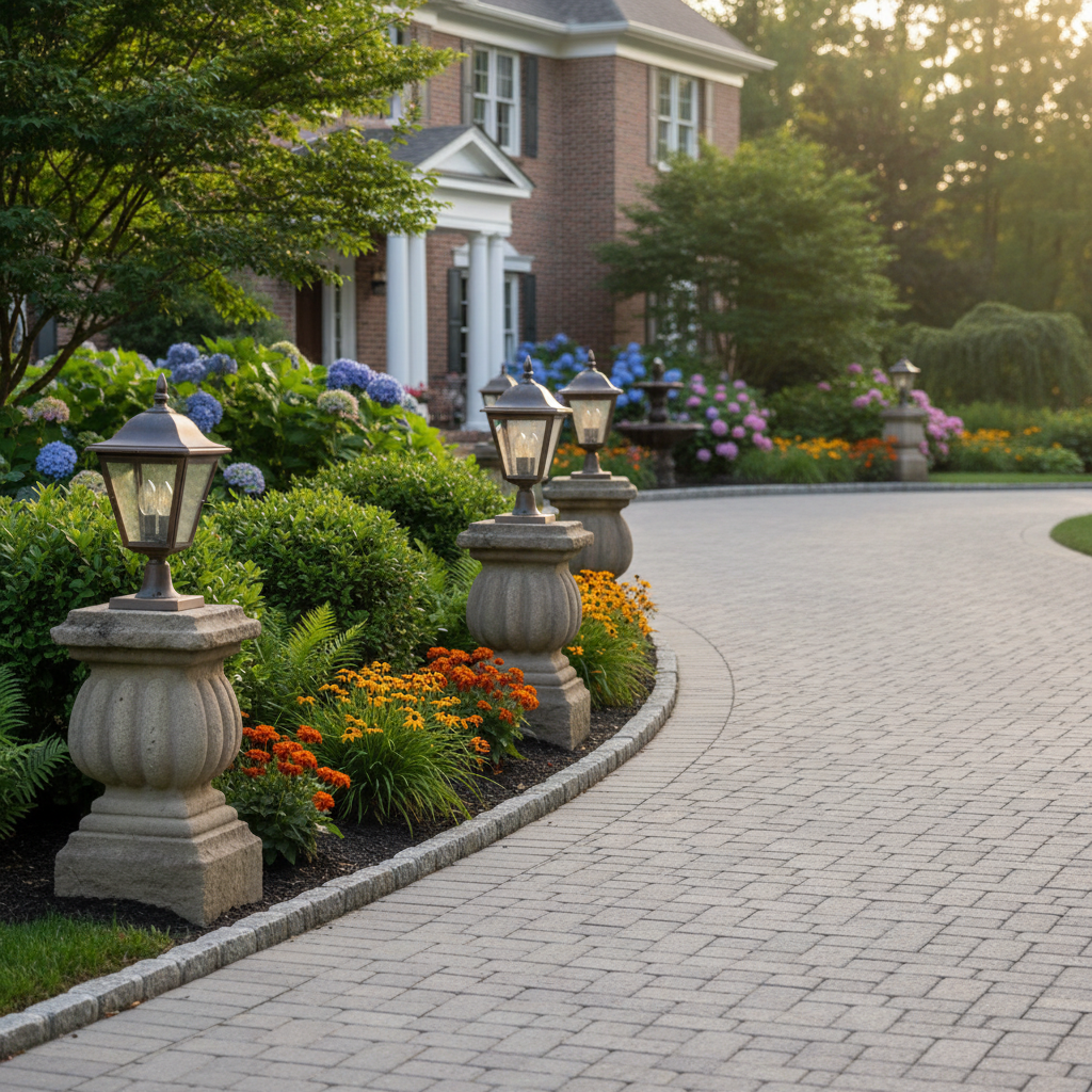 Landscaped garden and driveway