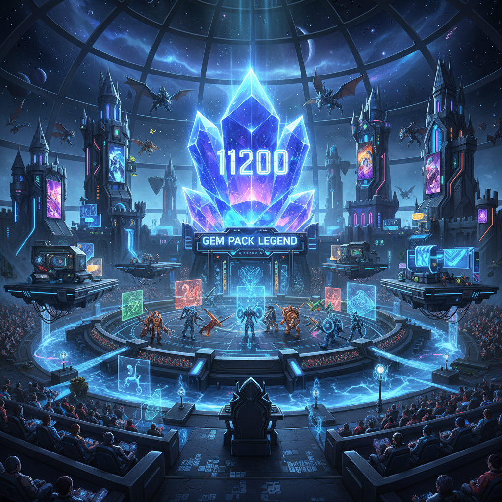 Futuristic game world with glowing elements