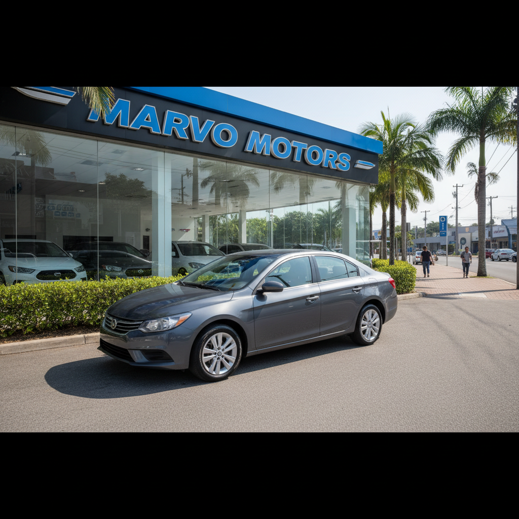 Normal car parked outside Marvo Motors dealership in Moorooka Brisbane