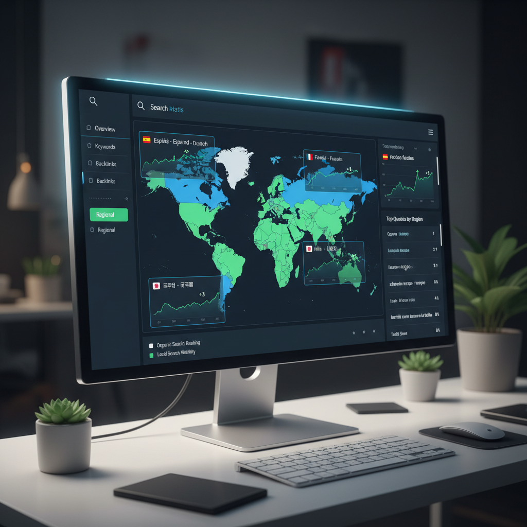 SEO analytics dashboard showing regional language search rankings