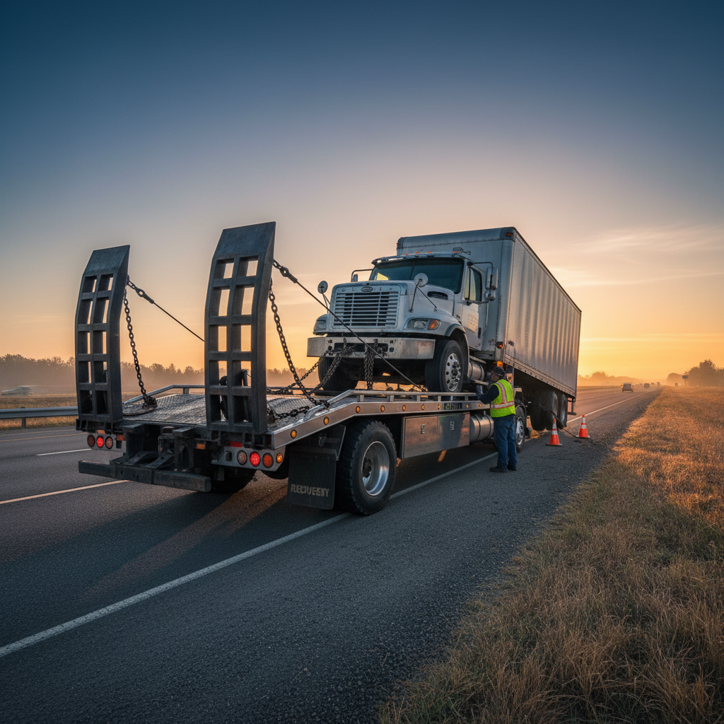 Campbell's Towing truck on a Prince Edward Island highway