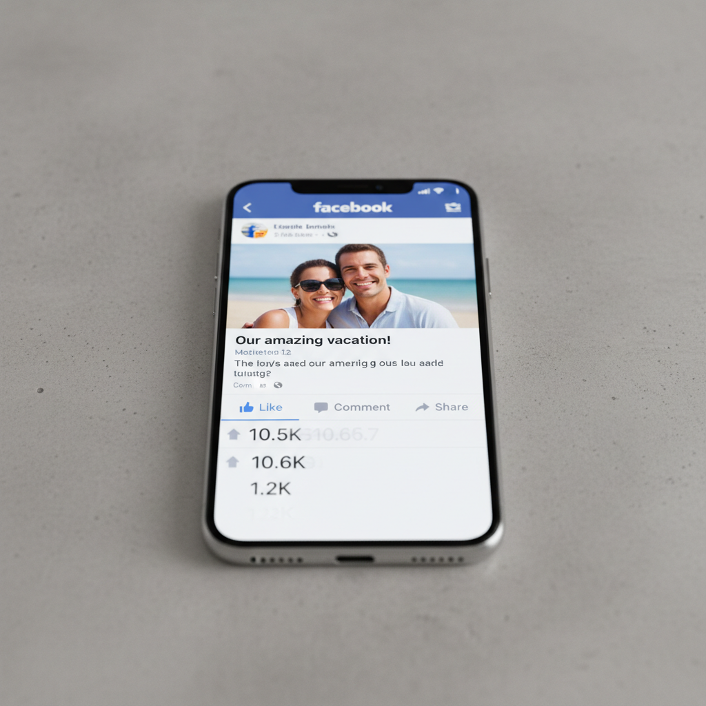 Facebook App auf Smartphone mit steigenden Engagement-Zahlen