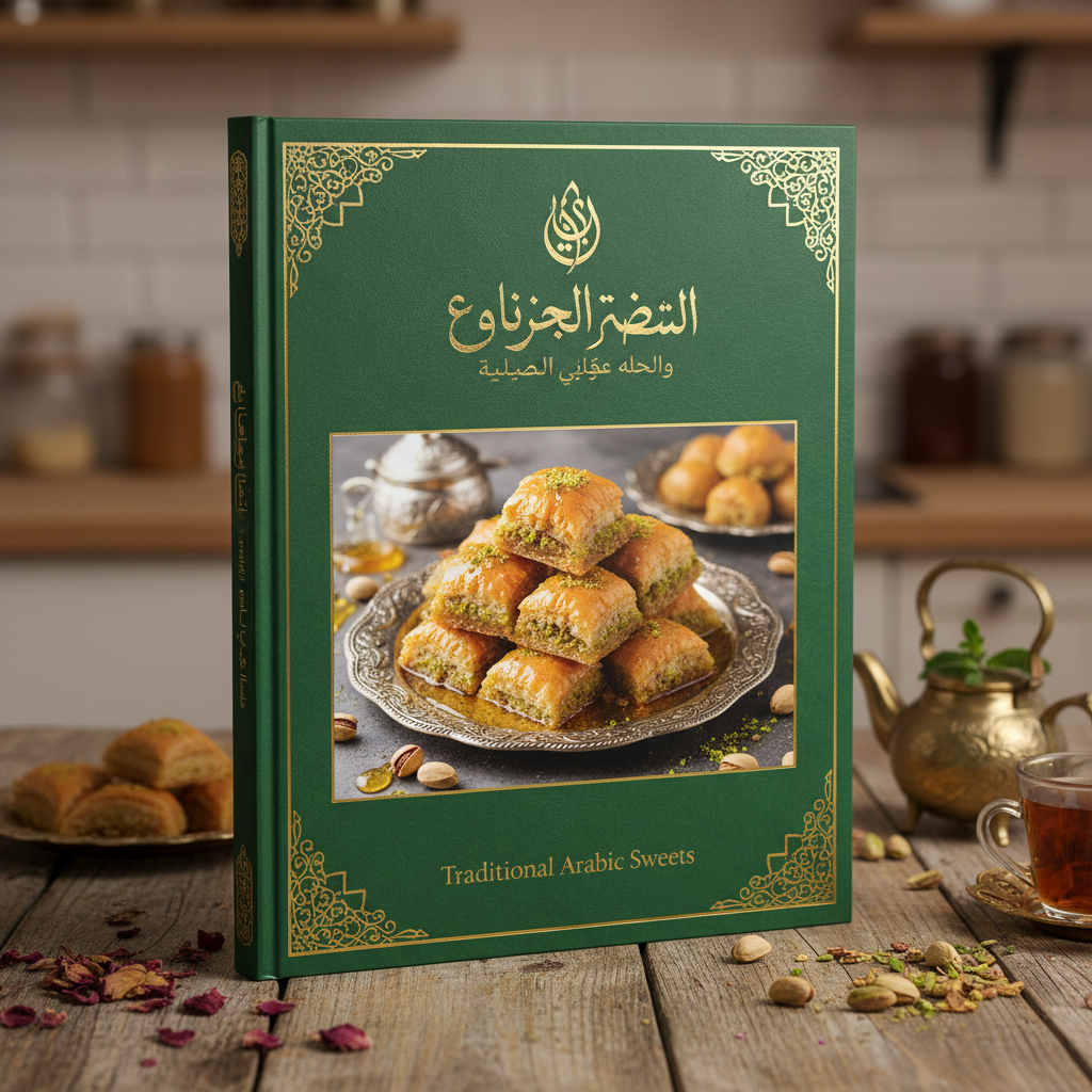 Rich saffron and gold cookbook cover with Middle Eastern food photography, Jerusalem cookbook