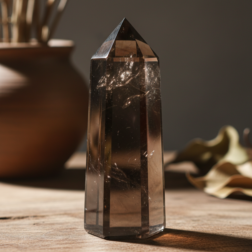 Fire Within Golden Obsidian tower point with deep black body and golden fire-like inclusions