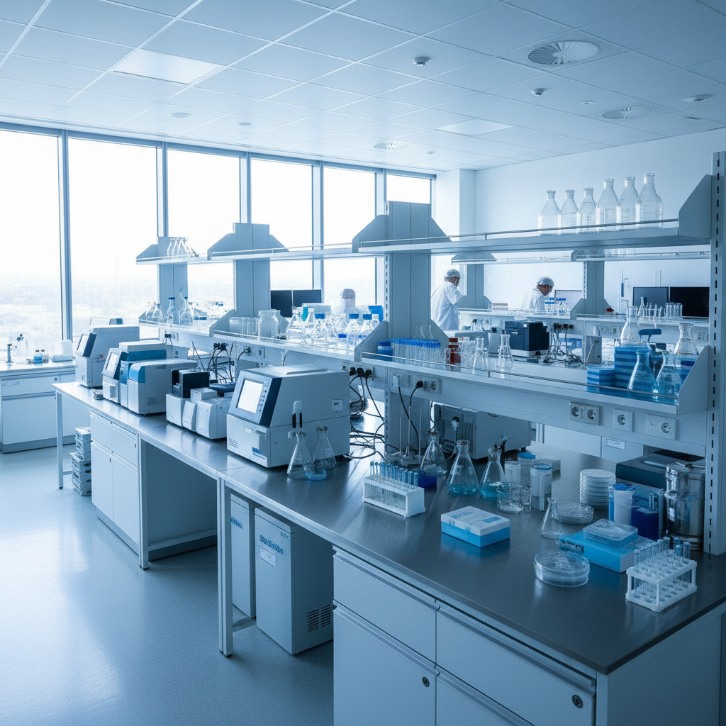 Laboratory testing equipment in a modern medical facility
