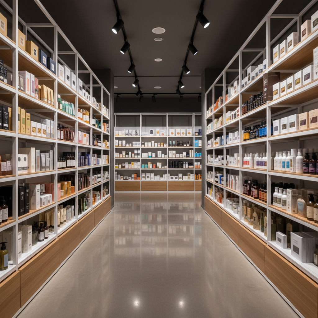 Retail interior fit-out, modern shop floor, clean lighting, commercial space South Africa