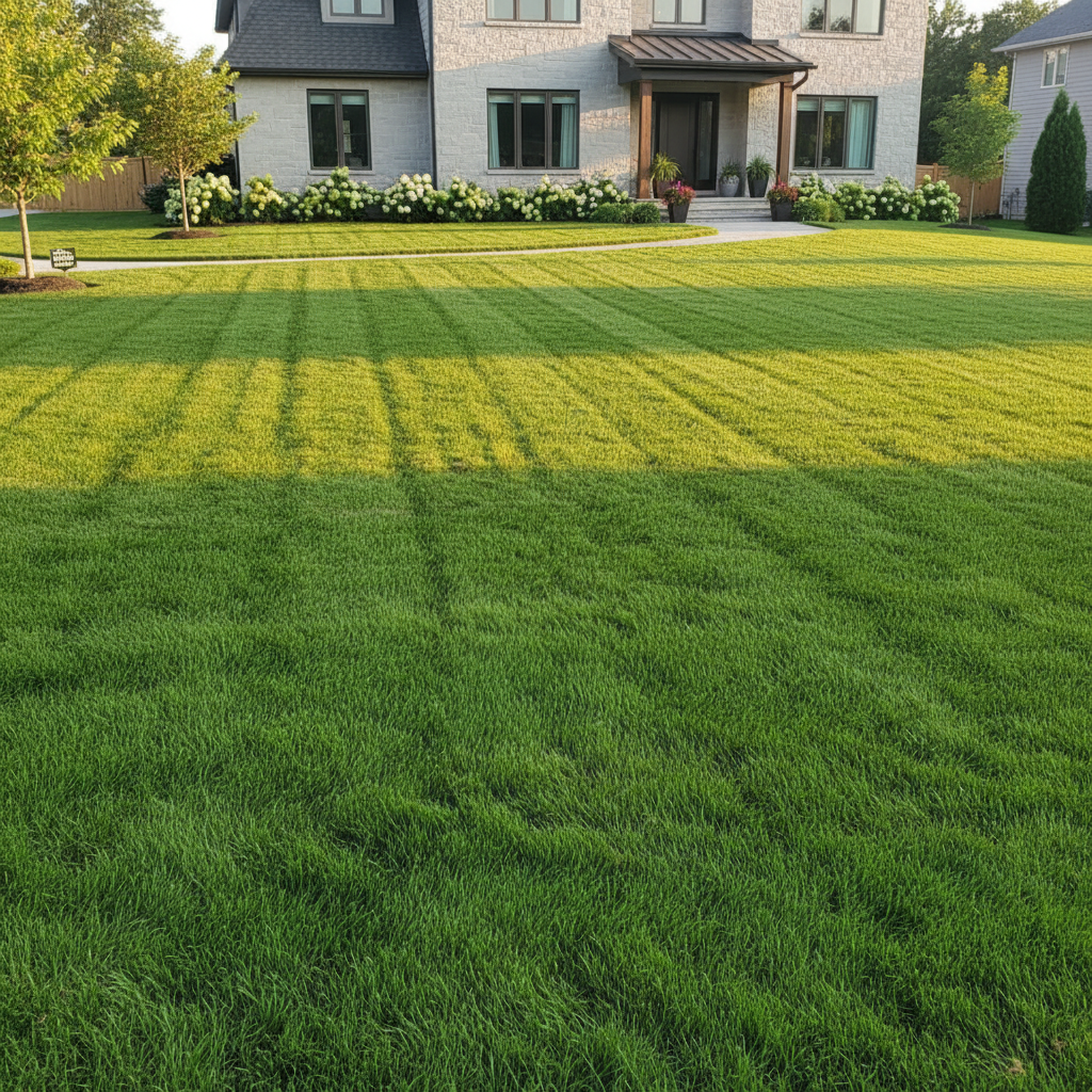 Pro Scape completed landscaping project — lush green lawn transformation in PEI