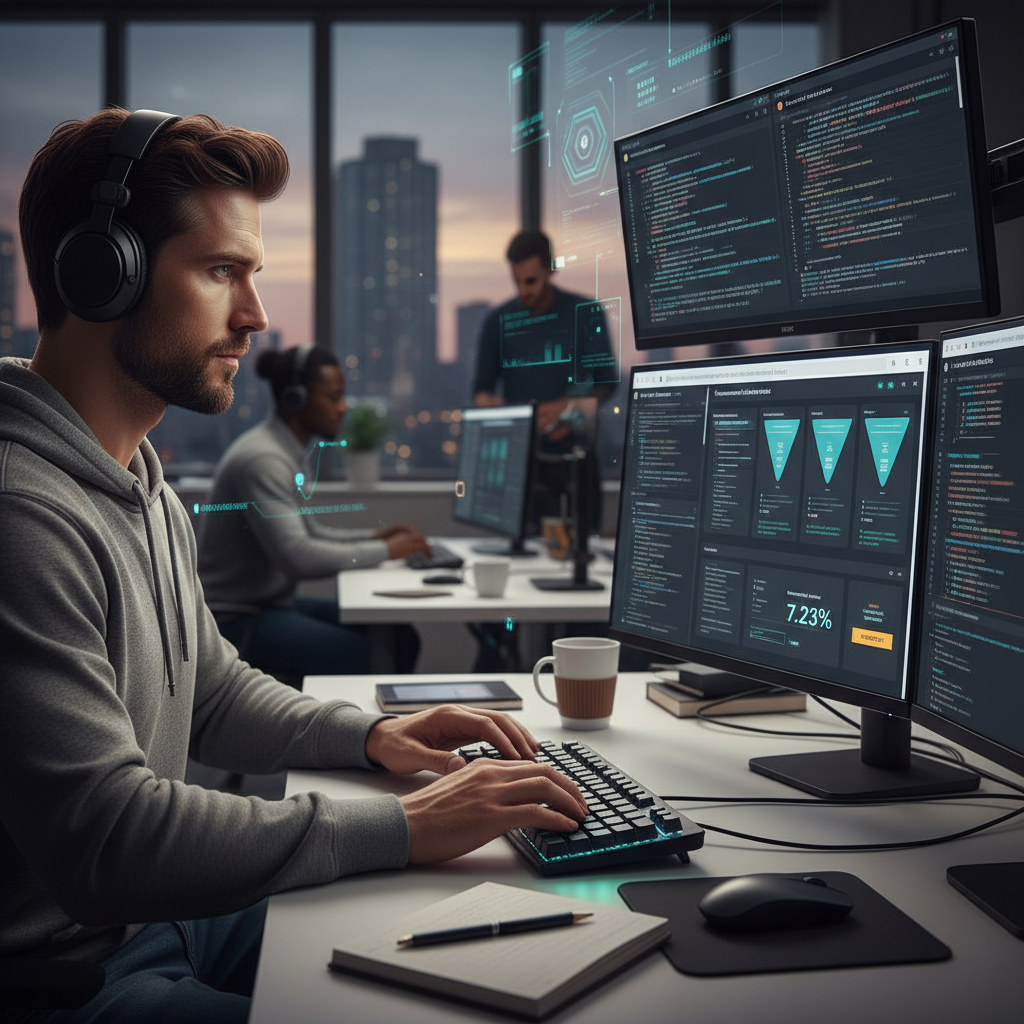 Développeur codant sur ordinateur
