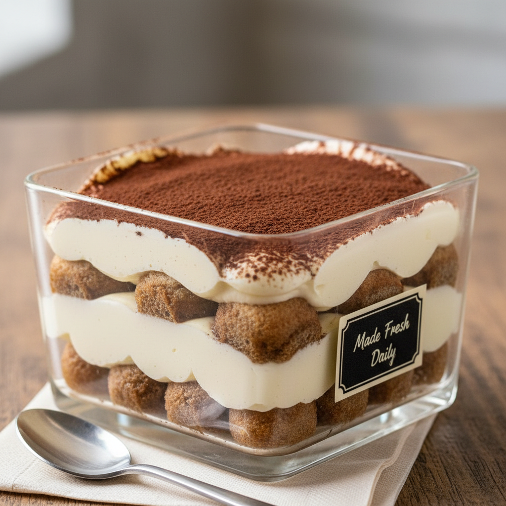 Tiramisù Classico - Savoiardi biscuits, espresso, mascarpone cream, dusted with