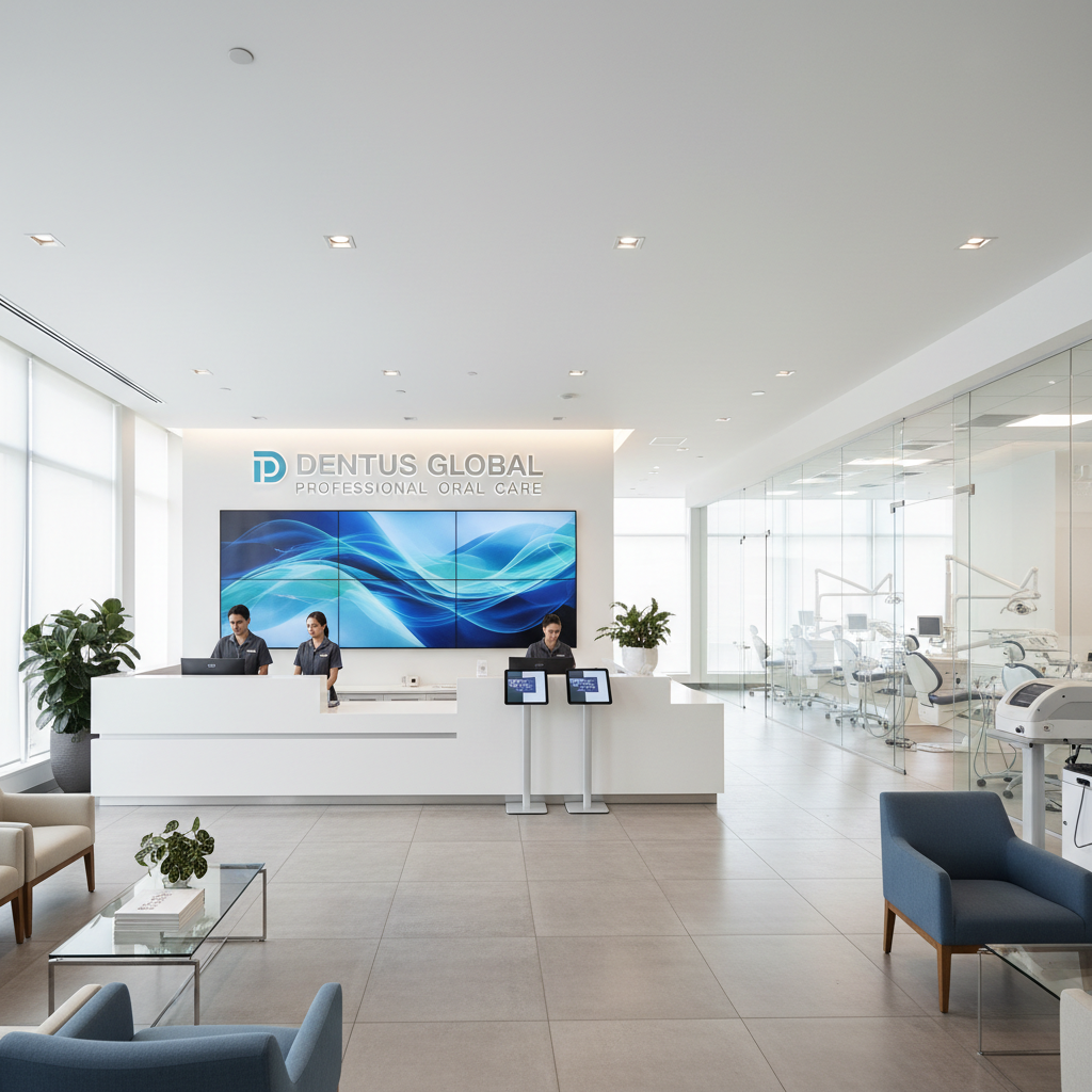 Modern dental reception area with warm lighting, comfortable seating, and friendly front desk staff in Hartford