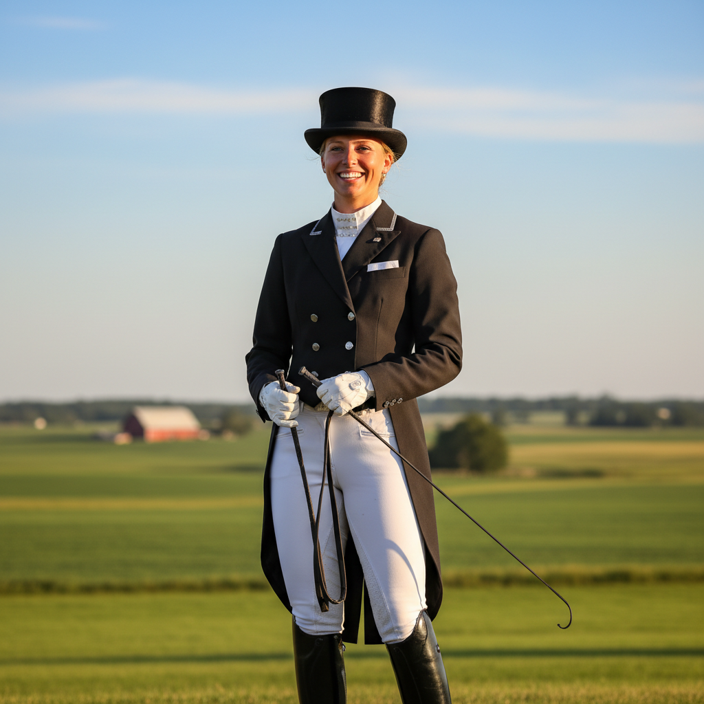 Margaret Holloway, dressage rider from Lancaster PA, smiling outdoors