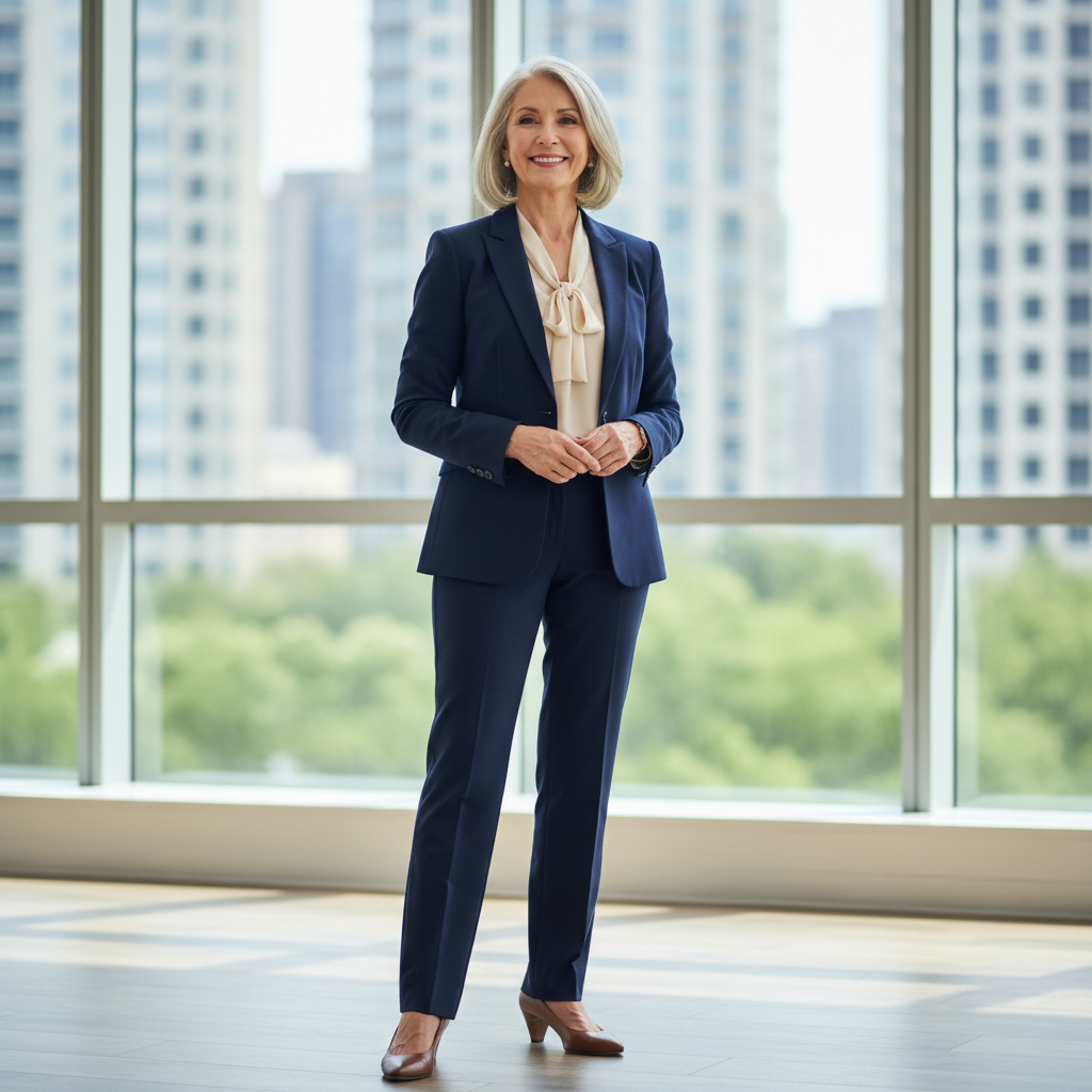 Professional woman in business attire, senior field agent