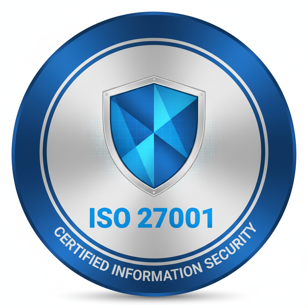 ISO 27001 security certification emblem with shield design