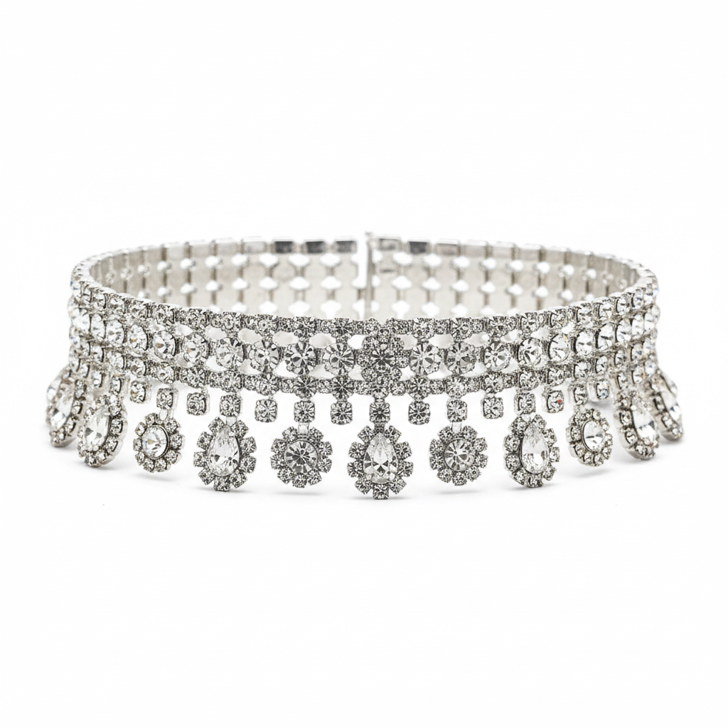 Sparkling rhinestone choker necklace for holiday parties