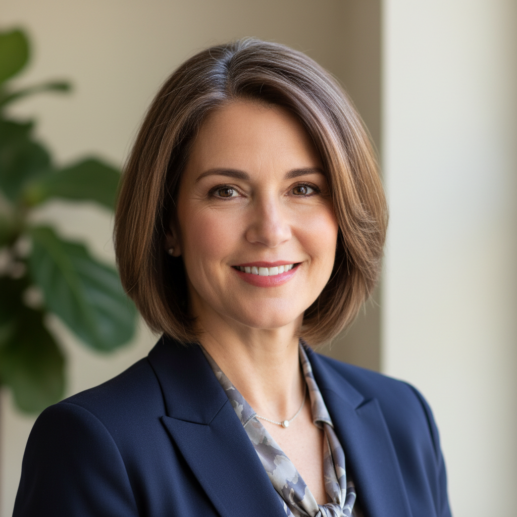 Sarah Mitchell, Chief Investment Officer, professional portrait in business attire